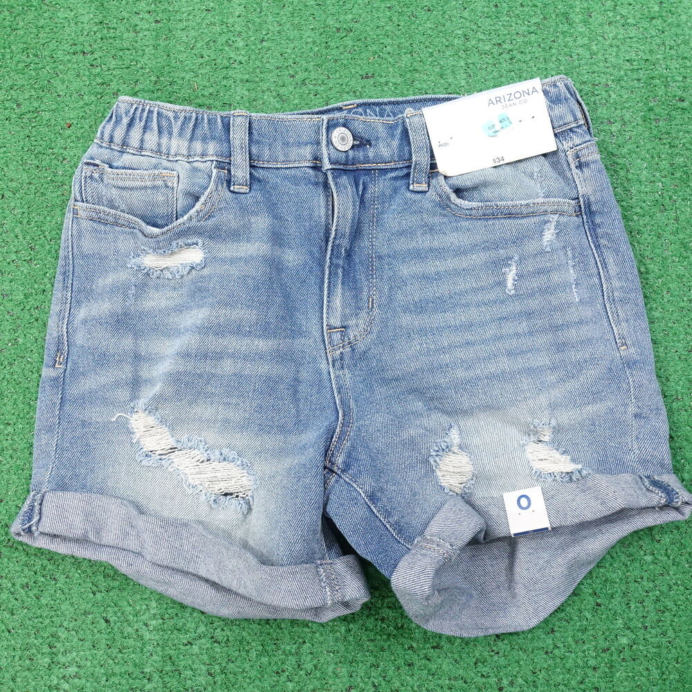 NWT ARIZONA JEAN CO HI-RISE DENIM BLUE JEAN SHORTS WOMENS SIZE 0 NEW!